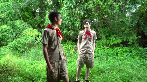 men At Camp - Hiking To Our Spot
