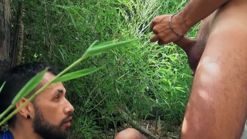 Reality Dudes - Black hair Milo blowjob public sex