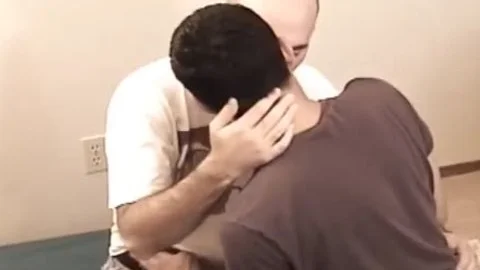 brunette hair man Sucks A Bald chap's penis And Eats Him Out