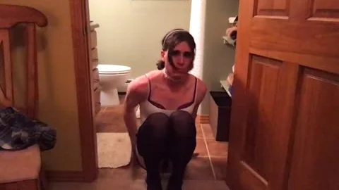 Sissy Crossdresser Jen Solo Masturbation (Self-Facial)