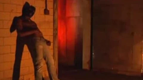 Caged guy and a 3 some