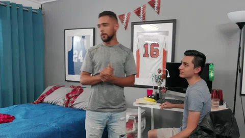 DickDorm: Latin Chris Manning bareback blowjob cum in the bed