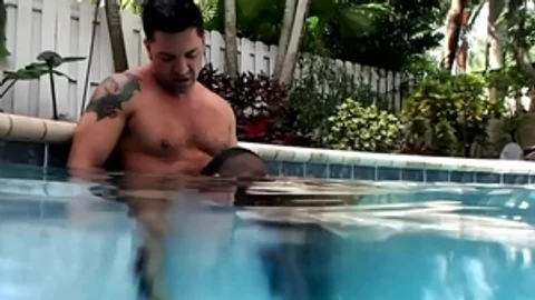 PrideStudios - Caucasian Aaron Perez masturbation in the pool