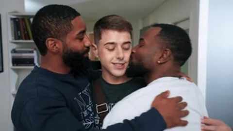 Men: Naked Joey Meets Flustered Shadow While Stroking Off
