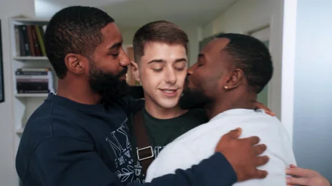 Men: Naked Joey Meets Flustered Shadow While Stroking Off