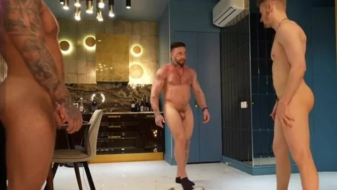 2 Bodybuilders Play With Their Next Door mate