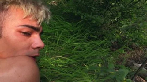 stunning chap with dyed hair gets drilled outside