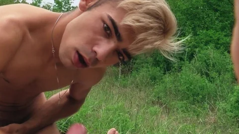 good-looking Czech homosexual pair in an outdoor 3some